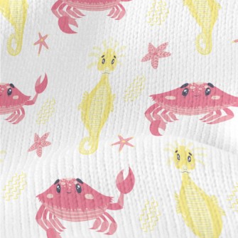 Pink Crab And Yellow Seahorse Stretch Jersey