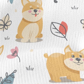 Little Corgi Playing On The Gr Stretch Jersey