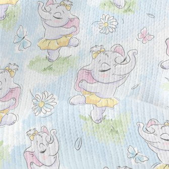 Cute Baby Elephant Ballerina Stretch Jersey
