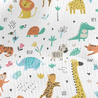 African Animals Playing Togeth Stretch Jersey