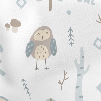 Owl Made Of Color Blocks Lightweight Cotton Poplin