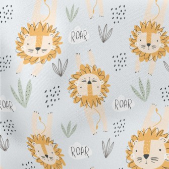 Lion Lying On The Grass Lightweight Cotton Poplin