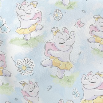 Cute Baby Elephant Ballerina Lightweight Cotton Poplin