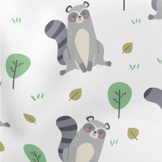 Raccoon Playing On The Grass Lightweight Cotton Poplin
