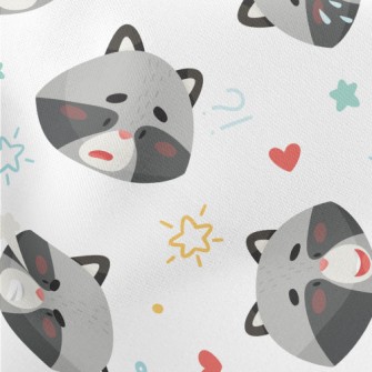 Cute Raccoon With Rich Emotion Lightweight Cotton Poplin