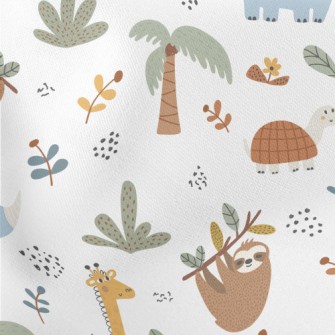 African Animals Living In Peac Lightweight Cotton Poplin