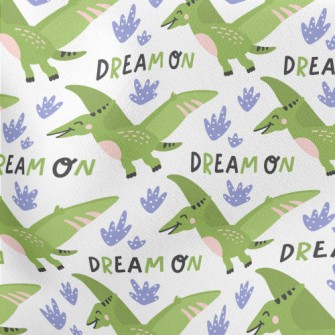 Green Pterosaur Flying High In Lightweight Cotton Poplin