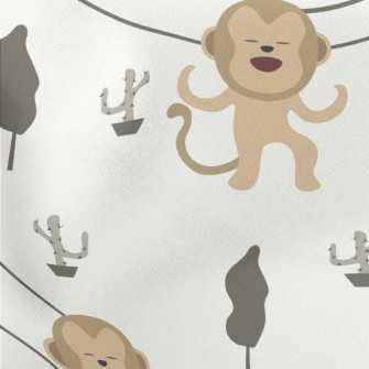 Monkeys Dancing On The Road Lightweight Cotton Poplin