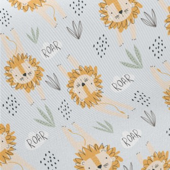 Lion Lying On The Grass Midweight Cotton Poplin