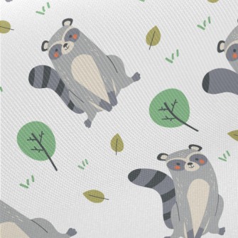 Raccoon Playing On The Grass Midweight Cotton Poplin