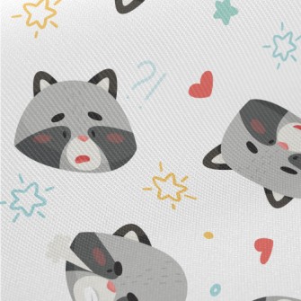 Cute Raccoon With Rich Emotion Midweight Cotton Poplin
