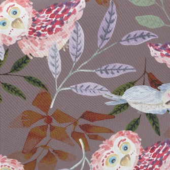 Watercolor Style Birds And Pla Midweight Cotton Poplin