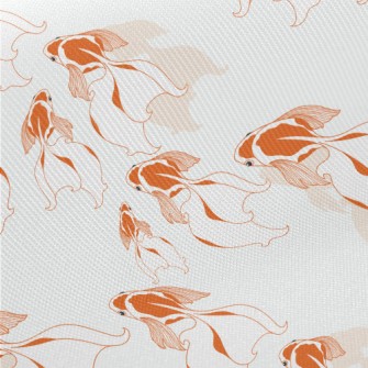 Beautiful Goldfish Swimming In Midweight Cotton Poplin