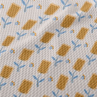 Autumn Yellow Flowers Birdseye Piqué