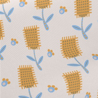 Autumn Yellow Flowers Midweight Cotton Poplin