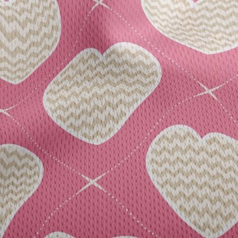 Zigzag Pattern Heart Athletic Mesh Flat Back