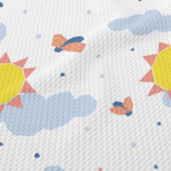 Geometric Sun Clouds Birdseye Piqué
