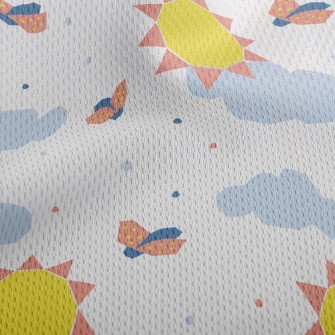 Geometric Sun Clouds Athletic Mesh Flat Back