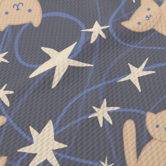 Cute Star Cat Birdseye Piqué