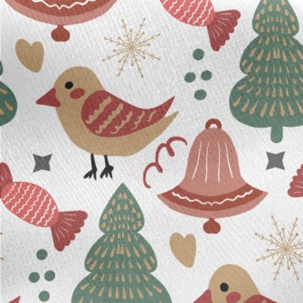 Cute Bird And Candy Jersey Backed Fleece