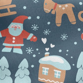 Santa Claus Delivering Gifts Jersey Backed Fleece