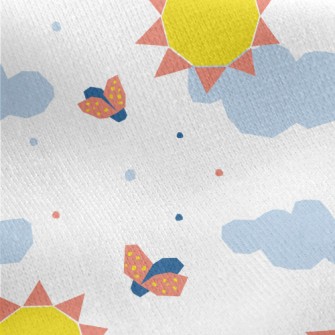 Geometric Sun Clouds Jersey Backed Fleece