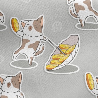 Dancing Coin Cat Jersey Backed Fleece