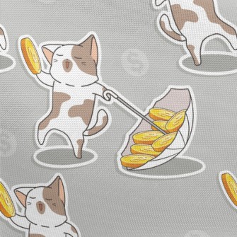 Dancing Coin Cat Pongee