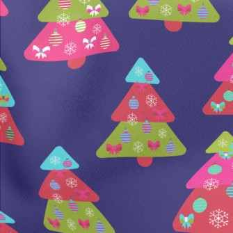 Colorful Christmas Tree Lightweight Cotton Poplin