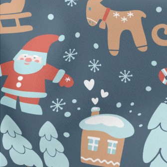 Santa Claus Delivering Gifts Lightweight Cotton Poplin