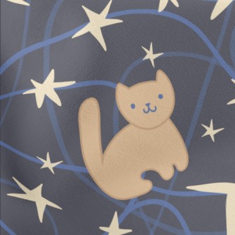 Cute Star Cat Lightweight Cotton Poplin