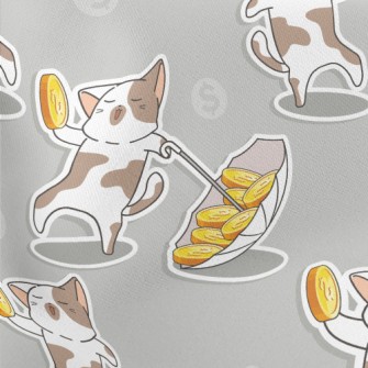 Dancing Coin Cat Lightweight Cotton Poplin