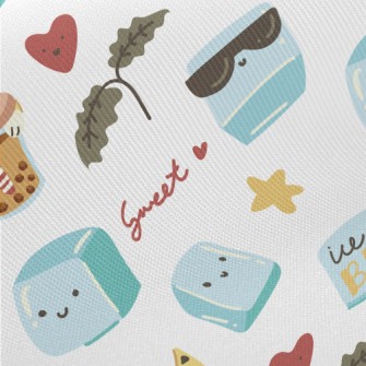 Cats Love To Drink Ice Milk Midweight Cotton Poplin