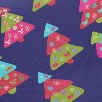 Colorful Christmas Tree Midweight Cotton Poplin
