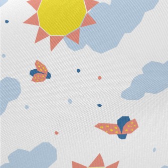 Geometric Sun Clouds Midweight Cotton Poplin
