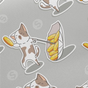 Dancing Coin Cat Midweight Cotton Poplin