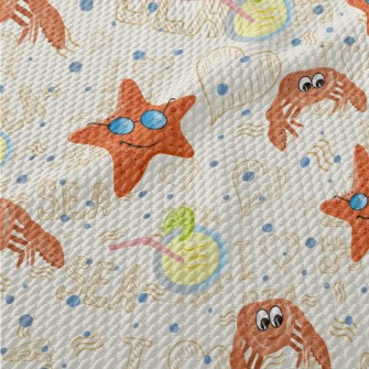 Crab And Starfish Birdseye Piqué