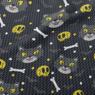 Evil Cat Skeleton Birdseye Piqué