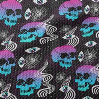 Psychedelic Eyes Skull Birdseye Piqué