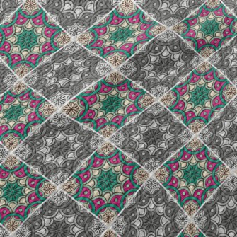 Shiny Patchwork Flowers Birdseye Piqué