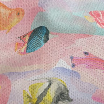 Watercolor Stained Fish Athletic Mesh Flat Back