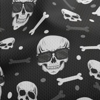 Skull Wearing Sunglasses Athletic Mesh Flat Back