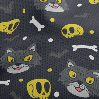 Evil Cat Skeleton Athletic Mesh Flat Back