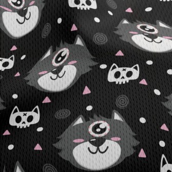 Halloween One-eyed Cat Athletic Mesh Flat Back