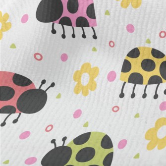 Colorful Ladybugs And Flowers Terry