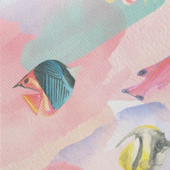 Watercolor Stained Fish Twill