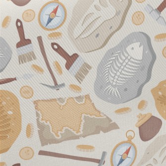 Digging For Dinosaur Fish Foss Twill