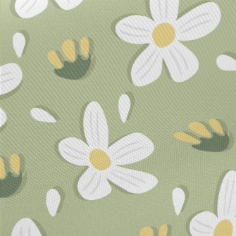 Simple Small White Flowers Twill