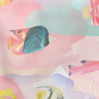 Watercolor Stained Fish Stretch Ponte