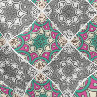 Shiny Patchwork Flowers Stretch Ponte